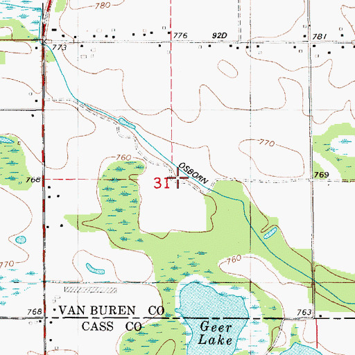 Topographic Map of Osborn Drain, MI