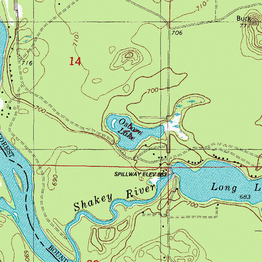 Topographic Map of Osborn Lake, MI