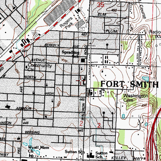 Topographic Map of Spradling Baptist Church, AR
