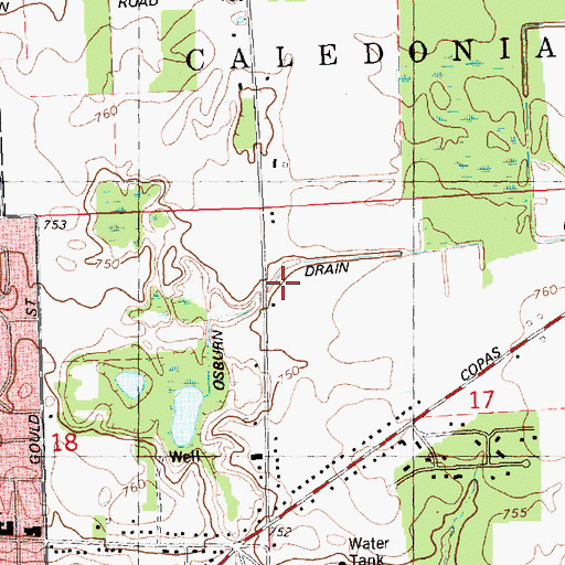 Topographic Map of Osburn Drain, MI