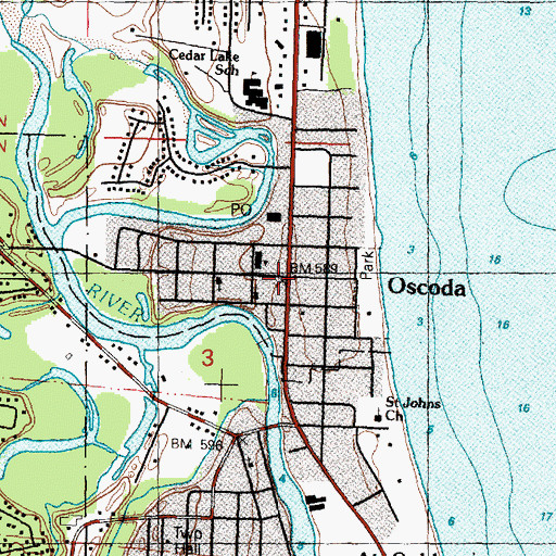 Topographic Map of Oscoda, MI