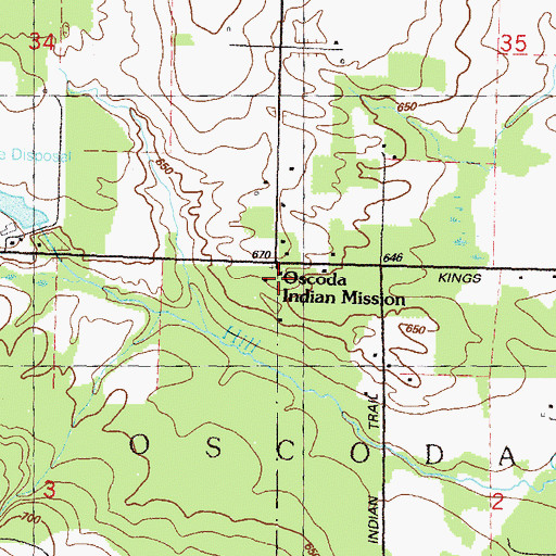 Topographic Map of Oscoda Indian Mission, MI