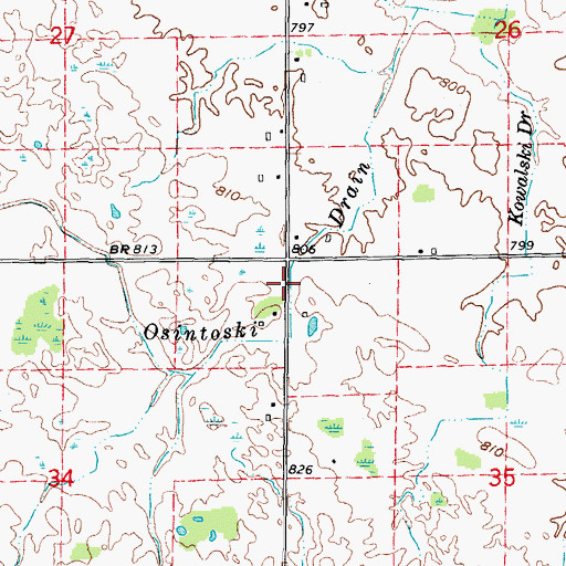 Topographic Map of Osintoski Drain, MI