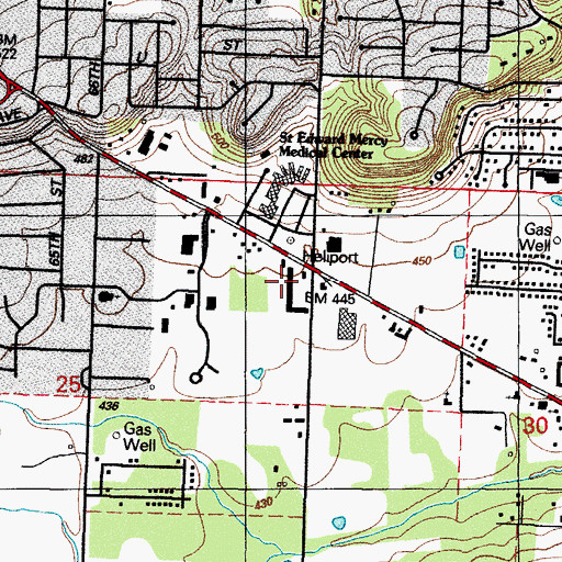 Topographic Map of Stonewall Village Shopping Center, AR