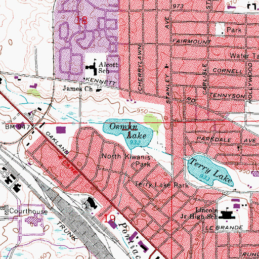 Topographic Map of Osmun Lake, MI