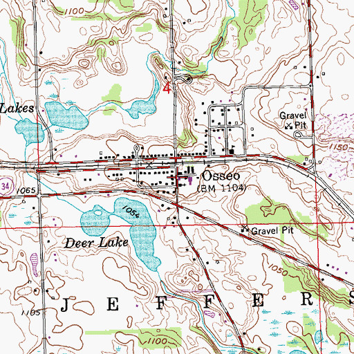 Topographic Map of Osseo, MI