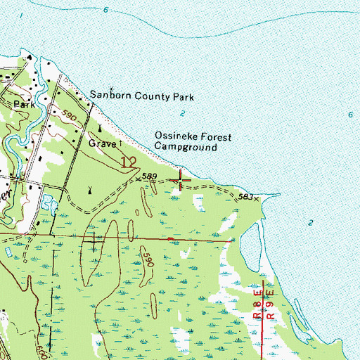 Topographic Map of Ossineke Forest Campground, MI