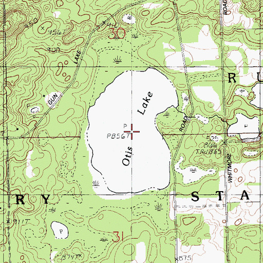 Topographic Map of Otis Lake, MI