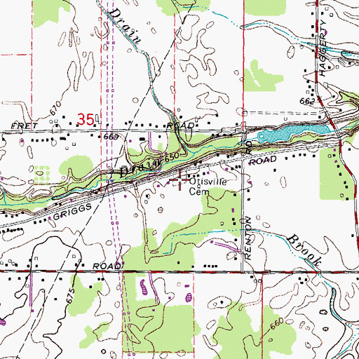 Topographic Map of Otisville Cemetery, MI