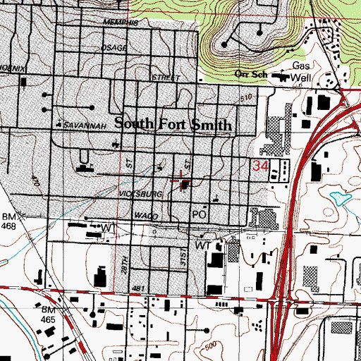 Topographic Map of Temple Baptist Church, AR