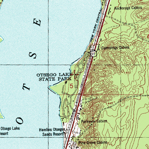 Topographic Map of Otsego Lake State Park, MI