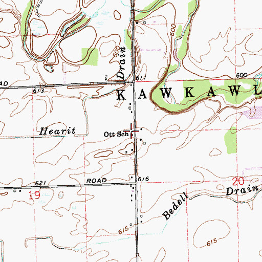 Topographic Map of Ott School, MI