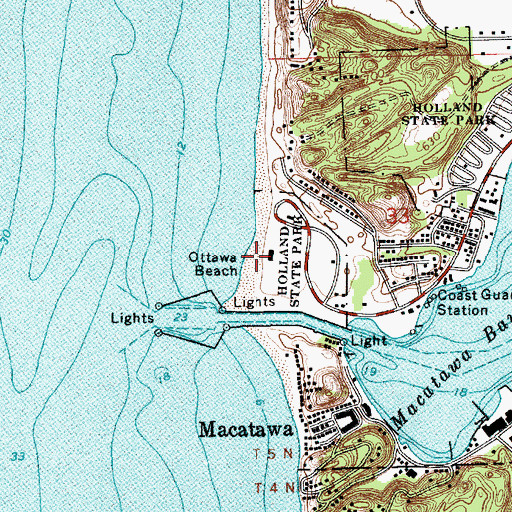 Topographic Map of Ottawa Beach, MI