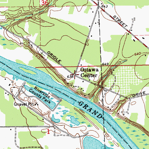 Topographic Map of Ottawa Center, MI