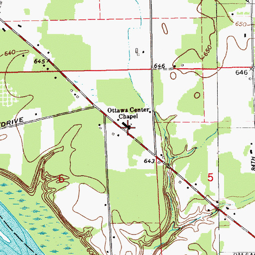 Topographic Map of Ottawa Center Chapel, MI