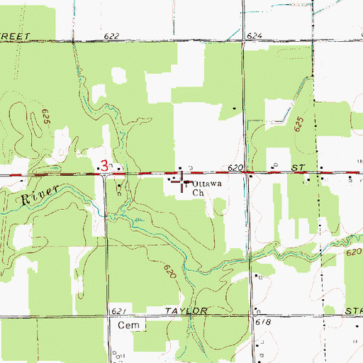 Topographic Map of Ottawa Church, MI