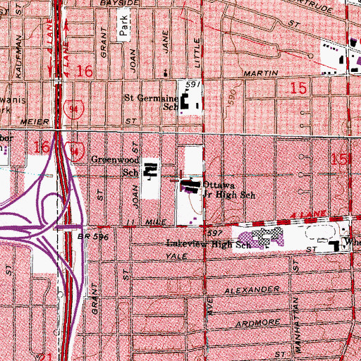 Topographic Map of Ottawa Junior High School, MI