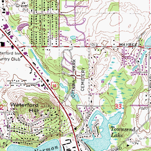 Topographic Map of Ottawa Park Cemetery, MI