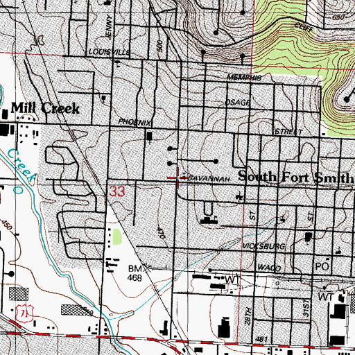 Topographic Map of Trinity Church of the Nazarene, AR