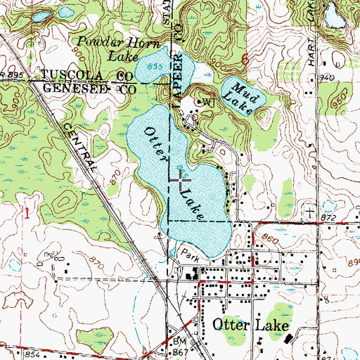 Topographic Map of Otter Lake, MI