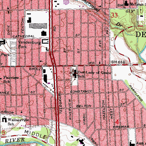 Topographic Map of Our Lady of Grace School, MI