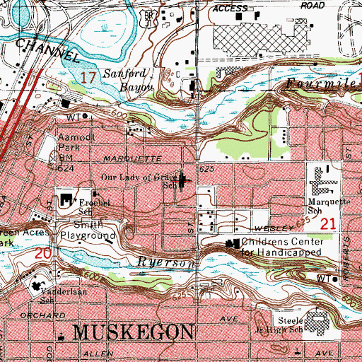 Topographic Map of Our Lady of Grace School, MI