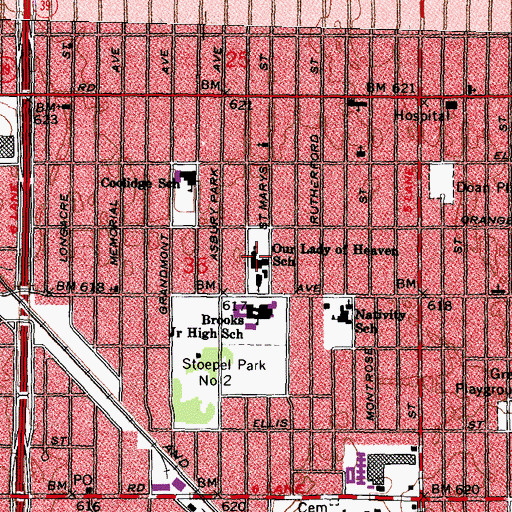 Topographic Map of Our Lady of Heaven School, MI