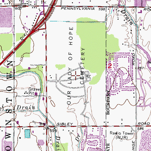 Topographic Map of Our Lady of Hope Cemetery, MI