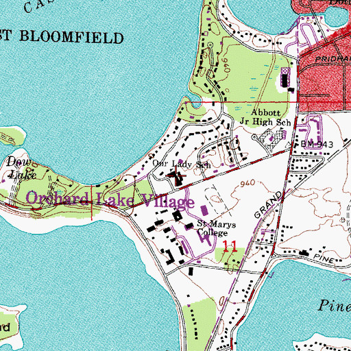 Topographic Map of Our Lady School, MI