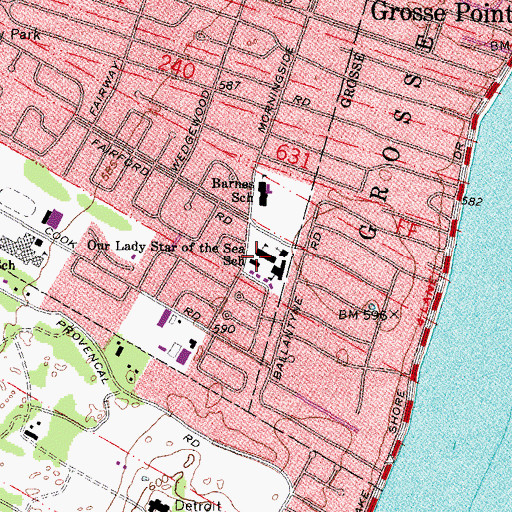 Topographic Map of Our Lady Star of the Sea School, MI