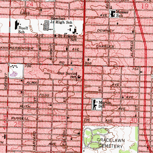 Topographic Map of Our Savior School, MI