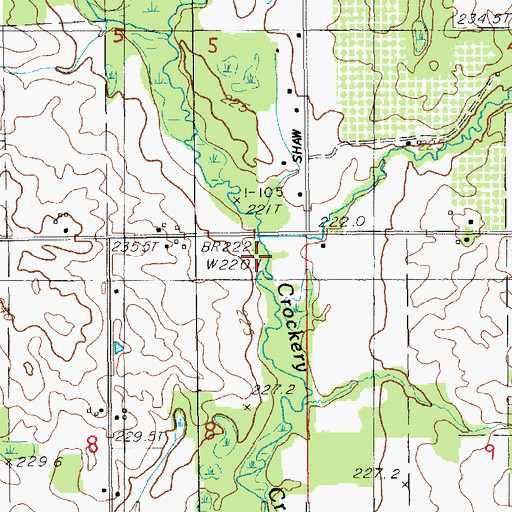 Topographic Map of Ovidhall Lake Creek, MI
