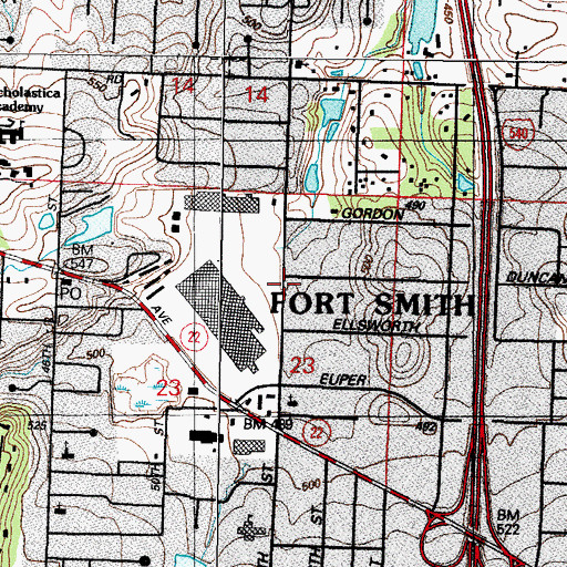 Topographic Map of Waldron Place Medical Center, AR