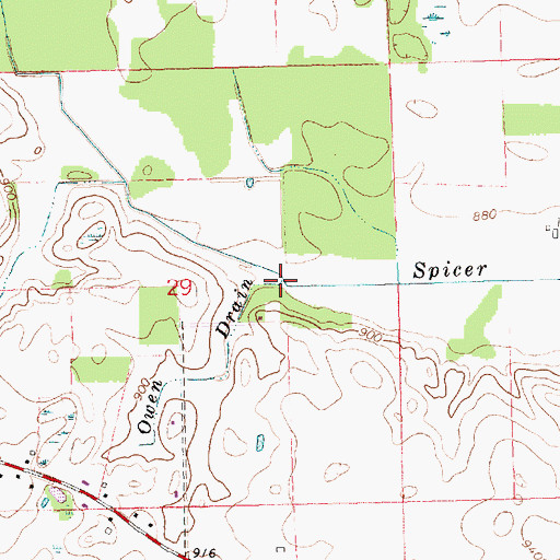 Topographic Map of Owen Drain, MI