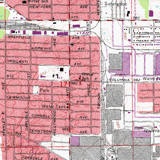 Topographic Map of Owen School, MI