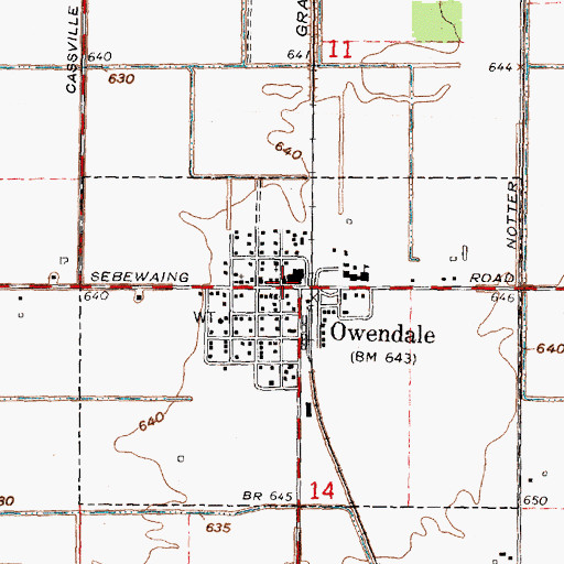Topographic Map of Owendale, MI