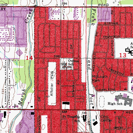Topographic Map of Owens School, MI