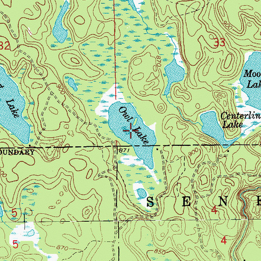 Topographic Map of Owl Lake, MI
