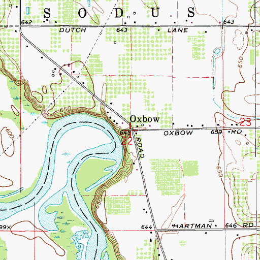 Topographic Map of Oxbow, MI