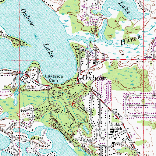 Topographic Map of Oxbow, MI