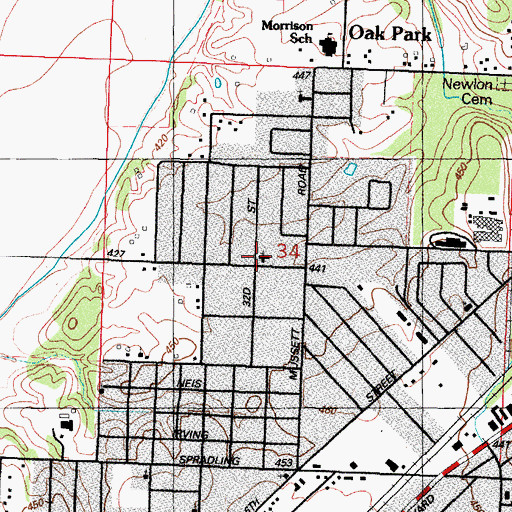 Topographic Map of Walnut Street Freewill Baptist Church, AR