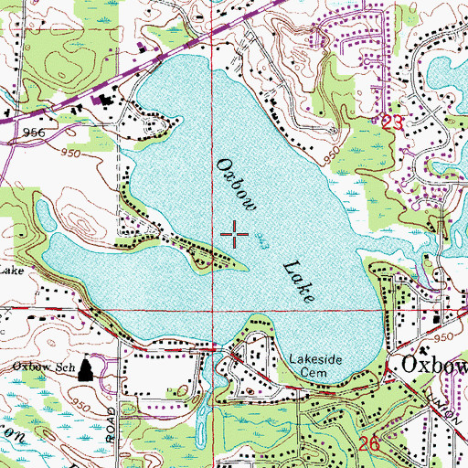 Topographic Map of Oxbow Lake, MI