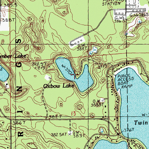 Topographic Map of Oxbow Lake, MI