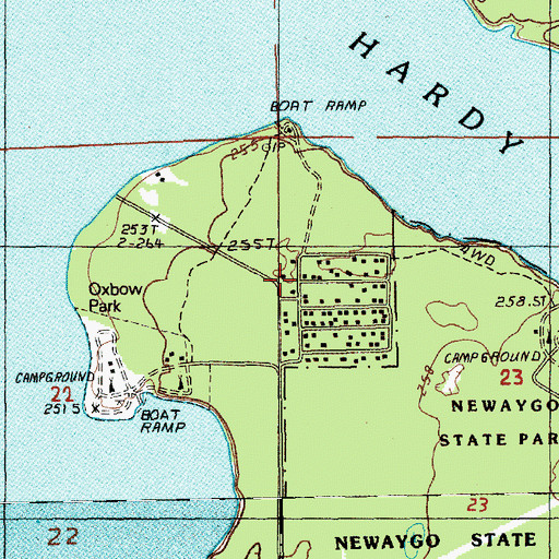 Topographic Map of Oxbow Park, MI