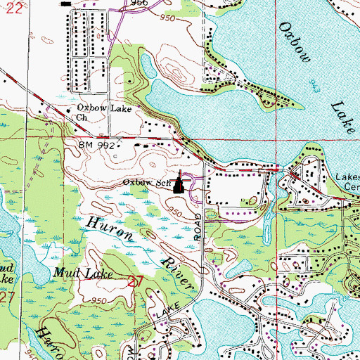 Topographic Map of Oxbow School, MI