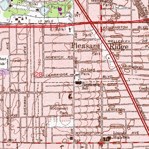 Topographic Map of Oxford Park, MI