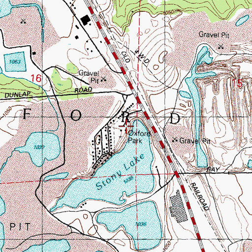 Topographic Map of Oxford Park, MI