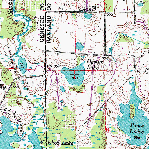 Topographic Map of Oyster Lake, MI