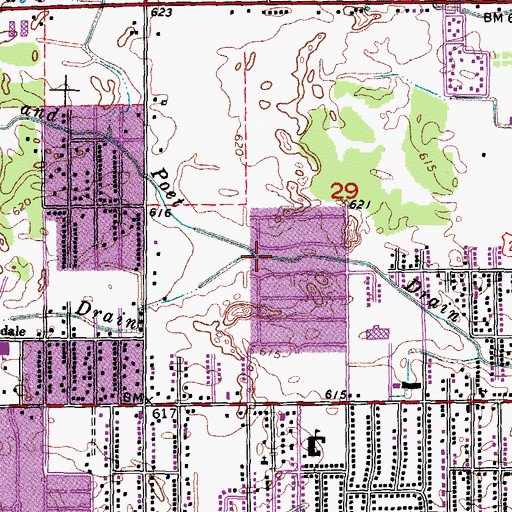 Topographic Map of Packard Drain, MI
