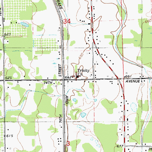 Topographic Map of Packard Gospel Center, MI